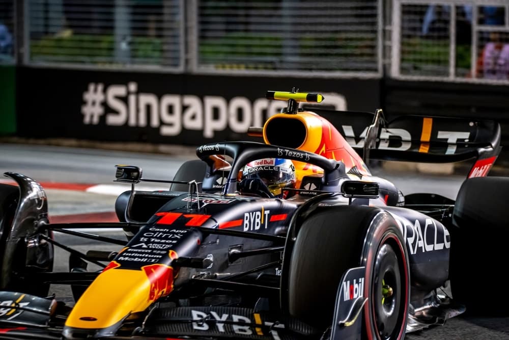 F1 Singapore Grand Prix race track with passing car